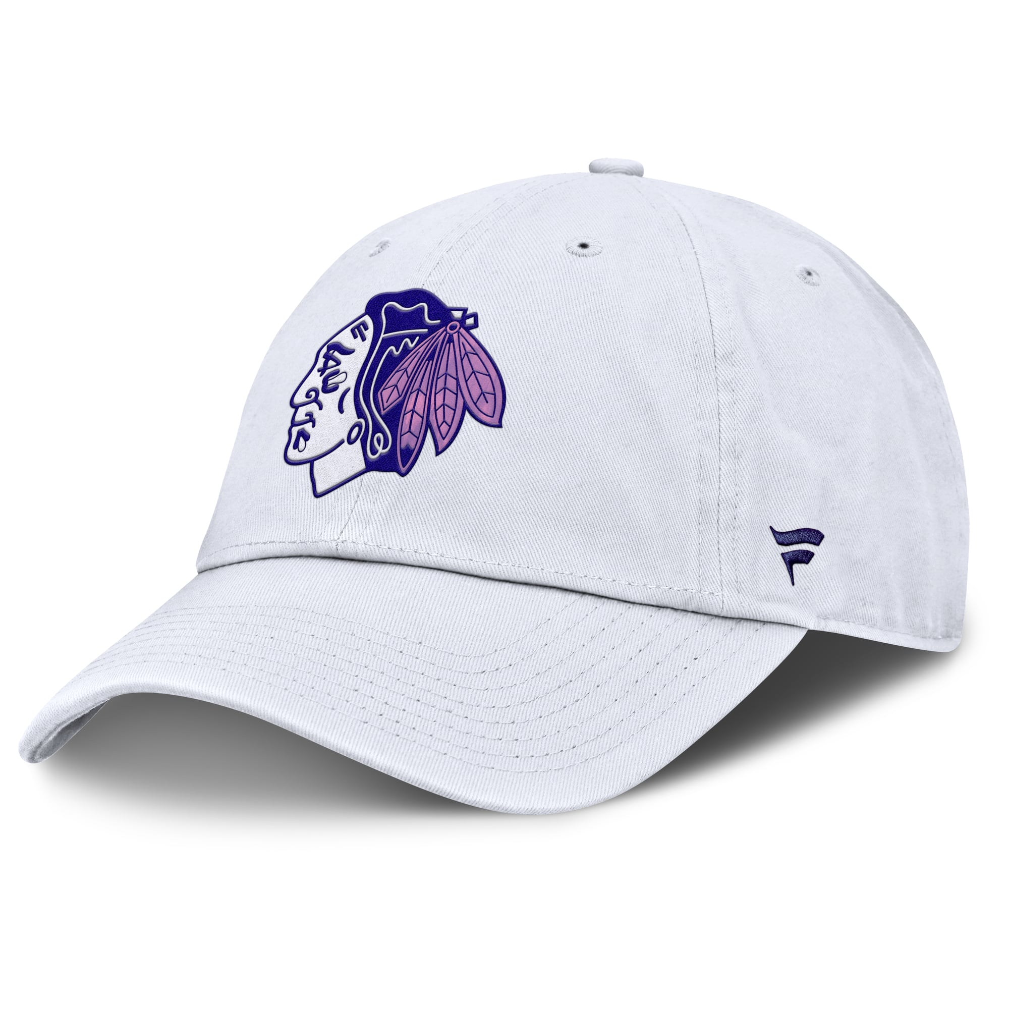 Men's Fanatics White Chicago Blackhawks Authentic Pro Hockey Fights Cancer Adjustable Hat